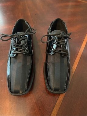 Kids Black patent leather Lace-Up Dress Shoes